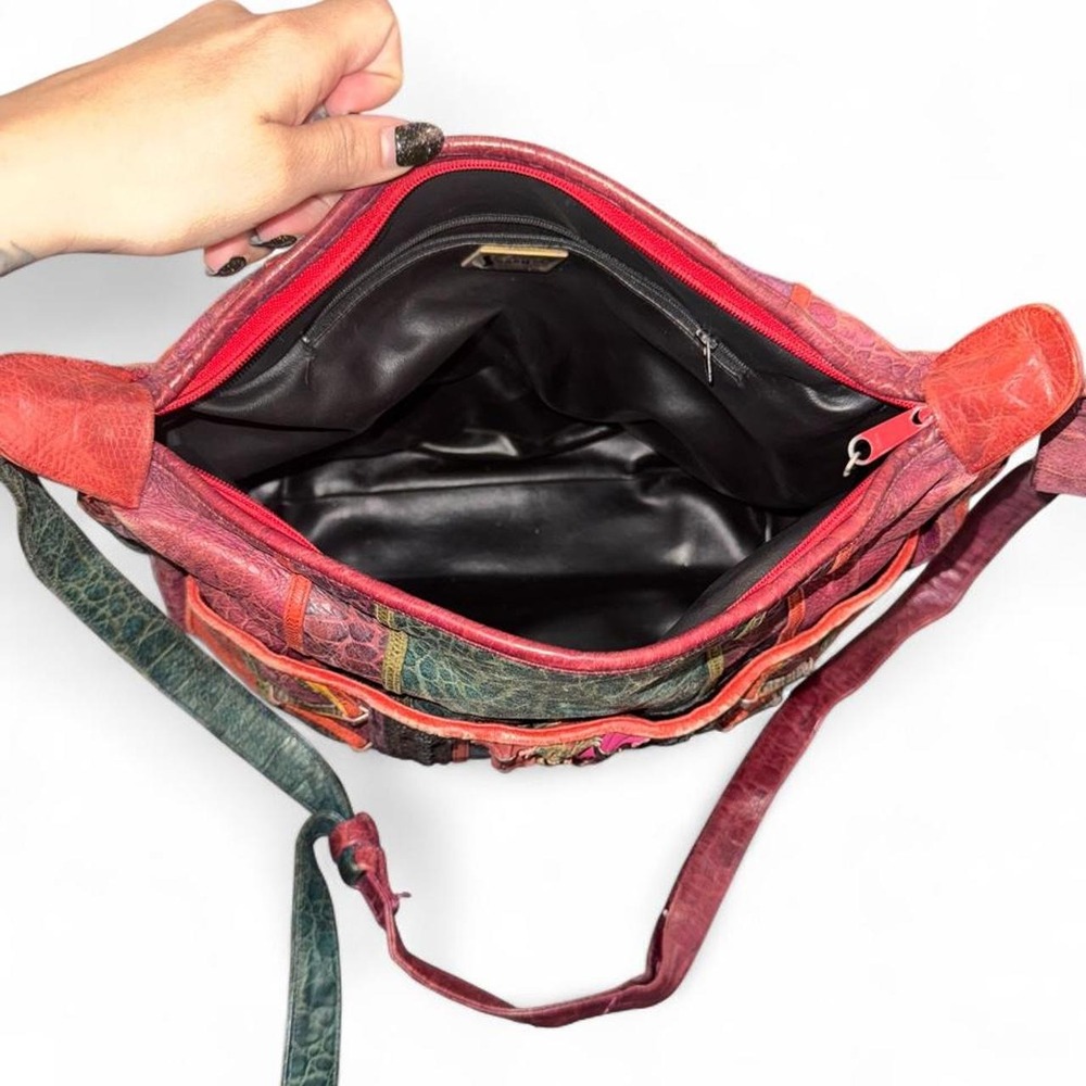 Vintage Sharif 80s/90s Multicolor Patchwork Leather Shoulder Bag - Picture 6 of 6